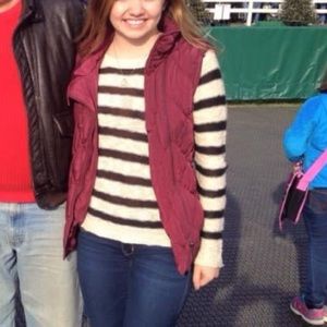 White and cream striped sweater